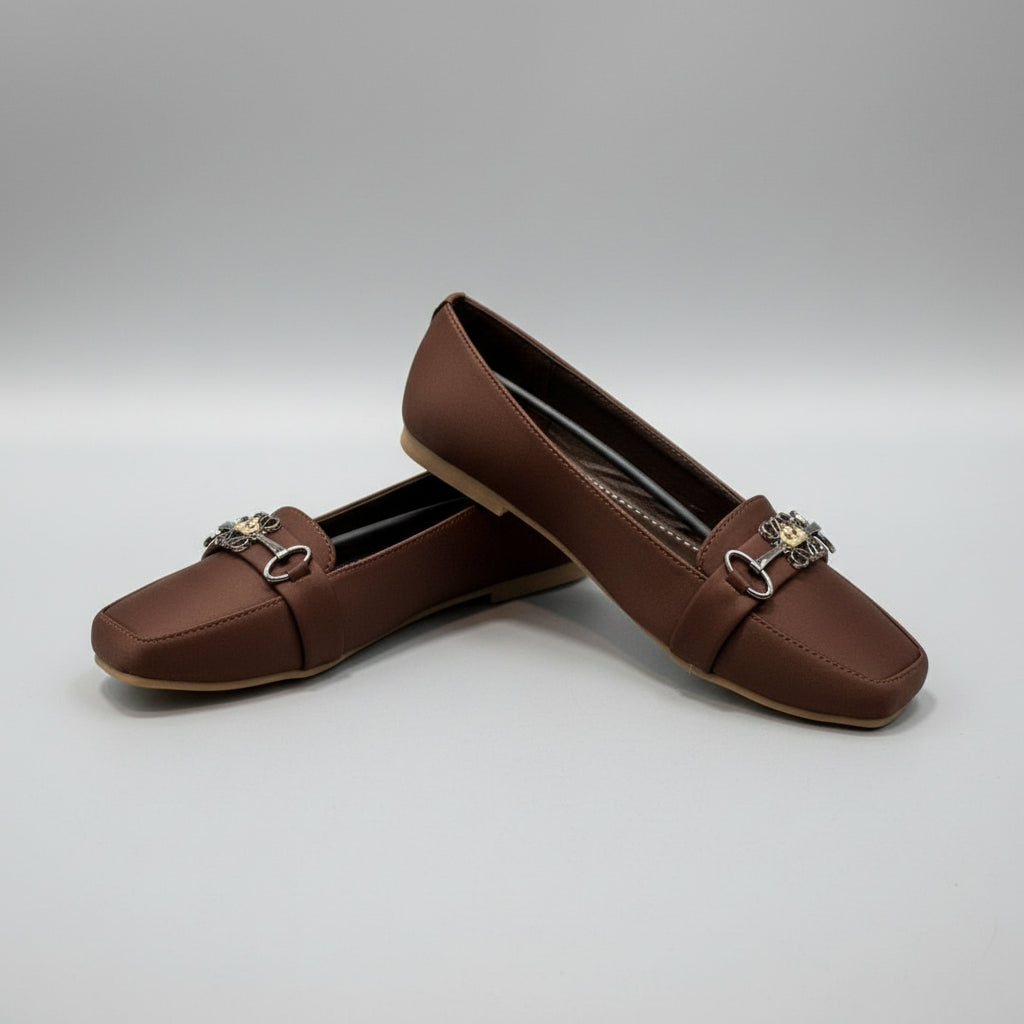 Crown logo Women Brown Flat pumps