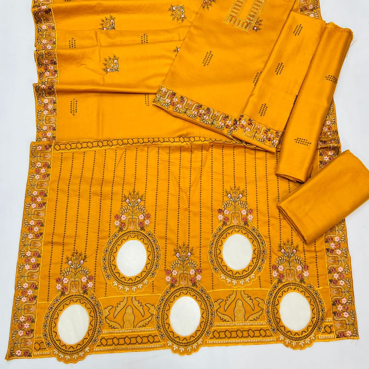 MUSTARD DHANAK 3 PC – MUSHQ COLLECTIONS