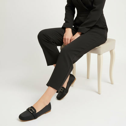 Women's Elegant Comfort Loafers – Black & Grey