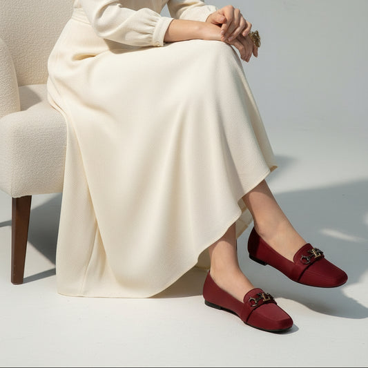 LV Logo Women Red Flat pumps