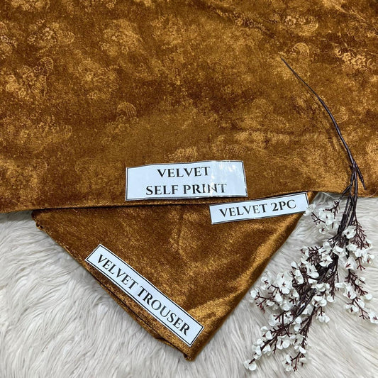 Korean Self-Print Unstitched Winter Velvet 2pc