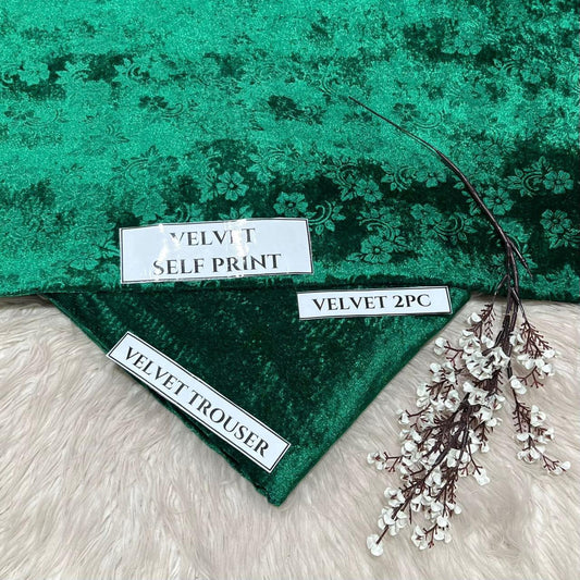 Korean Self-Print Unstitched Winter Velvet 2pc