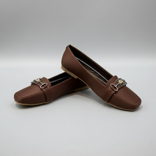 Crown logo Women Brown  Flat pumps