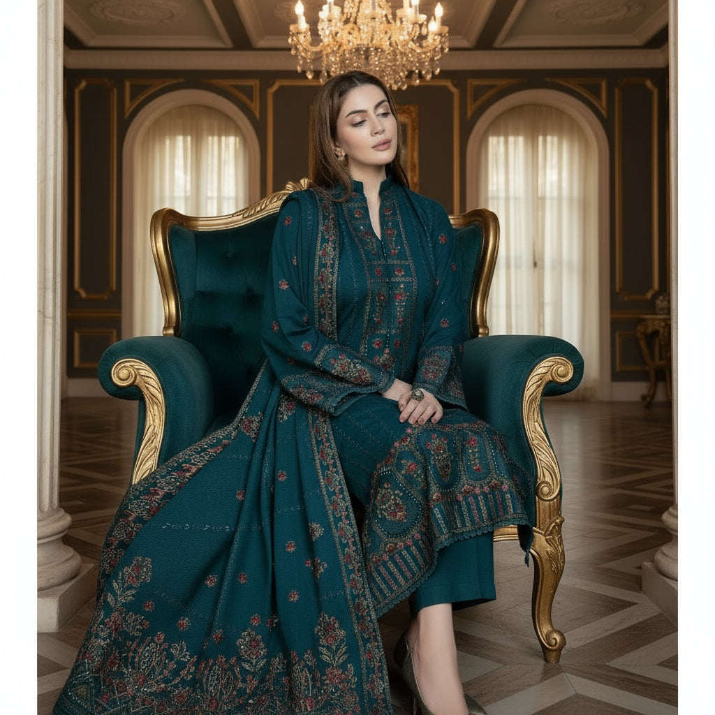 Dhanak-3pc NOOR-E-FAJAR unstitched embroidered suit