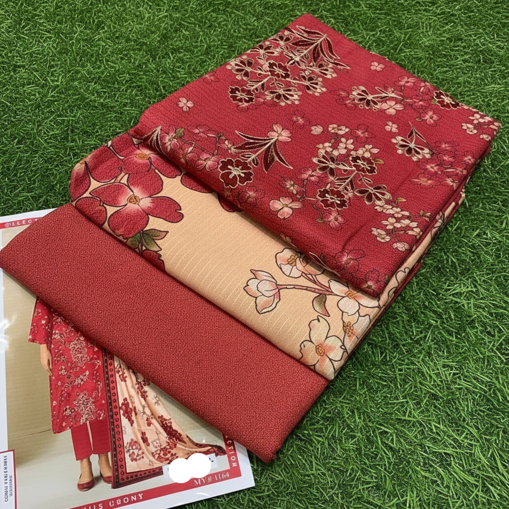 3PIECE PRINTED EMBROIDERY KHADDAR SUIT