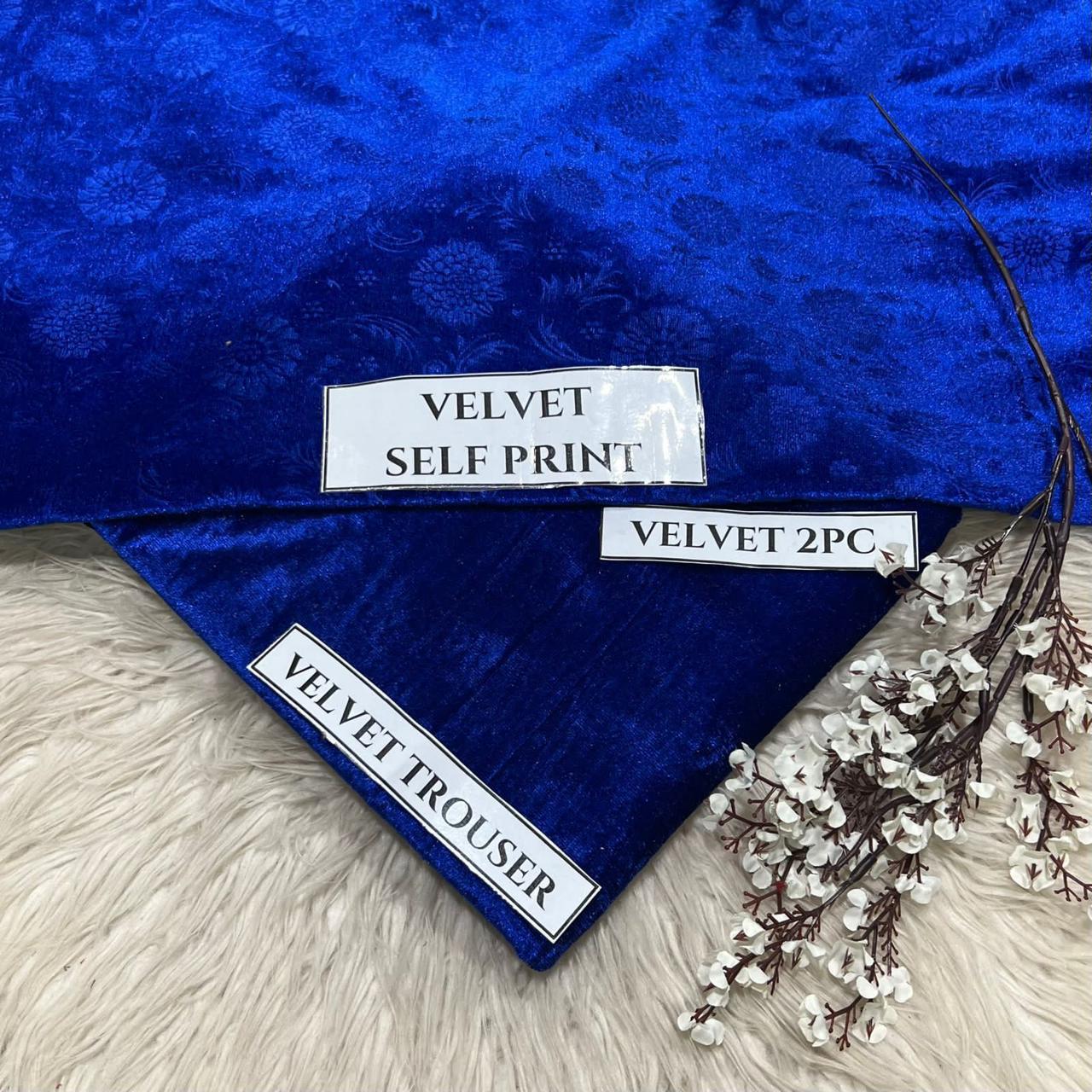 Korean Self-Print Unstitched Winter Velvet 2pc