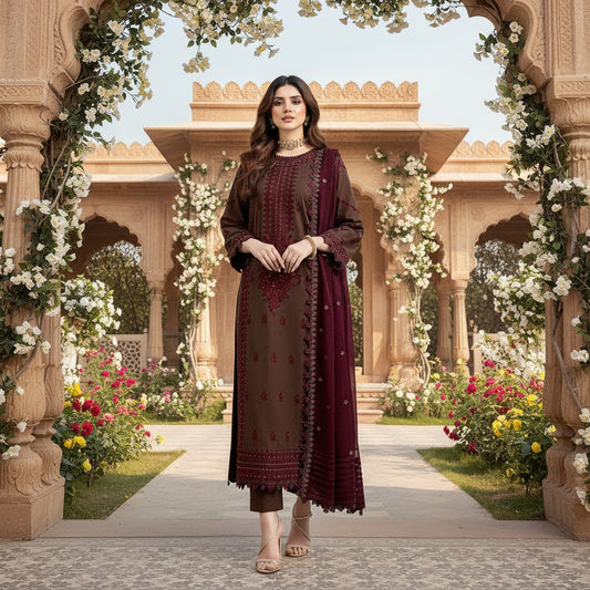 WINTER-3PC DHANAK EMBRODIERY SUIT