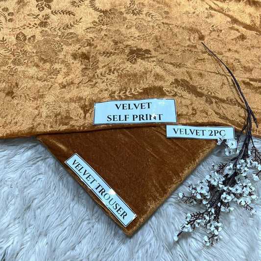 Korean Self-Print Unstitched Winter Velvet 2pc