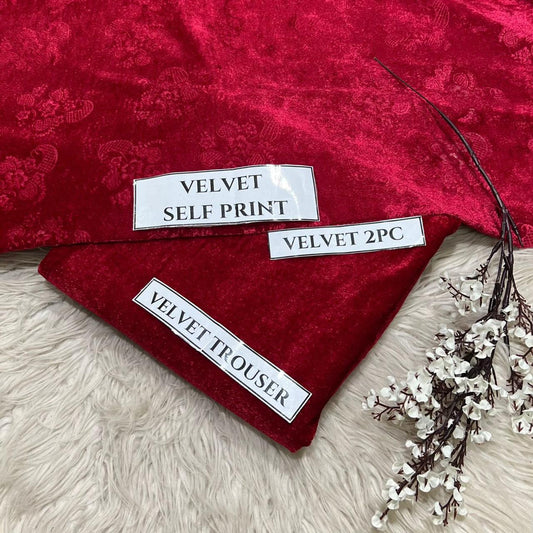 Korean Self-Print Unstitched Winter Velvet 2pcKorean Self-Print Unstitched Winter Velvet 2pc