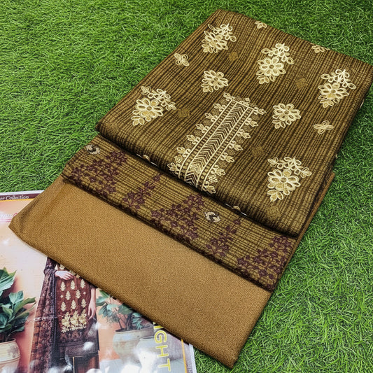 3PIECE PRINTED EMBROIDERY KHADDAR SUIT