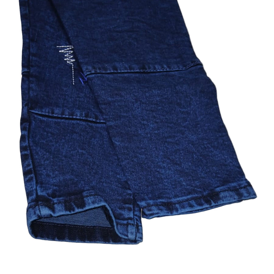 Dark Blue Embroidered Denim Jogger Pants