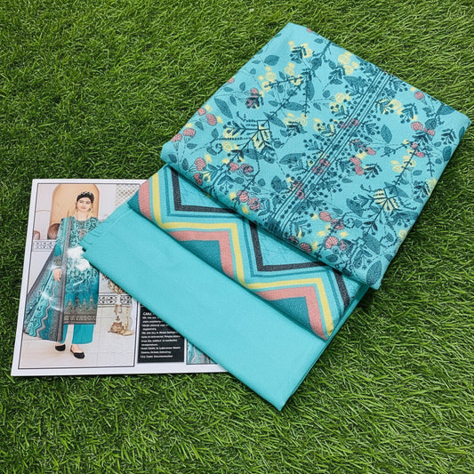 3PIECE PRINTED EMBROIDERY KHADDAR SUIT