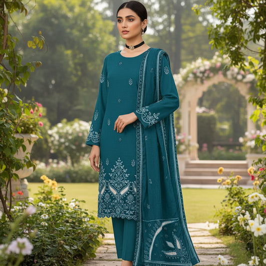 DHANAK WINTER- 3PC Unstitched Cross Stich