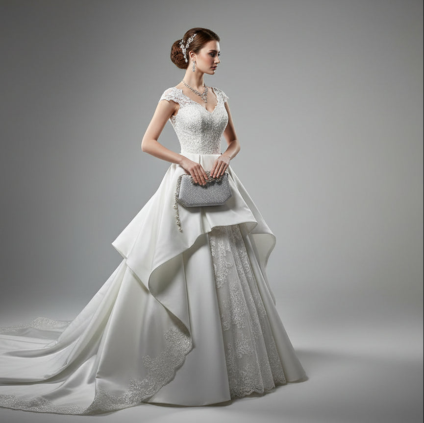 Bridal Metal Hand Pouch – Silver Crystal Embellished