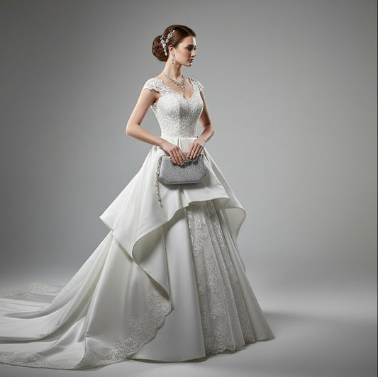 Bridal Metal Hand Pouch – Silver Crystal Embellished